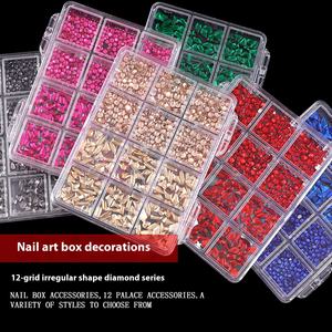 Vente chaude 12 grilles Aurora Ice Transparent verre ongles <span class=keywords><strong>strass</strong></span> petite taille 3D fond plat plusieurs couleurs pour <span class=keywords><strong>Amazon</strong></span> Nail Art - Product Image 5
