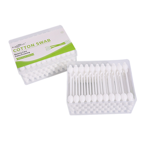 Oreillettes en coton biodégradable écologique 55 pièces tête de <span class=keywords><strong>gourde</strong></span> en plastique bâton coton-tige avec boîte plate pour le démaquillage - Product Image 2