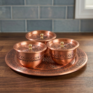 Copper Spice <b>Containers</b> Set With Lids Traditional Design Handcrafted Round <b>Food</b> <b>Storage</b> Kitchen Use - Product Image 6