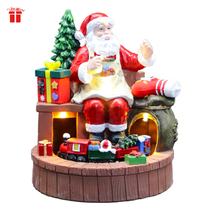 Decoración Navideña de Resina, Pueblo Navideño con Figuras, Taller de <span class=keywords><strong>Santa</strong></span> Claus con Luz LED y Función de Tren en Movimiento. - Product Image 1