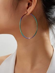 <b>Large</b> Lightweight Hypoallergenic PVD 8K Gold Plated Stainless Steel Huggie <b>Hoop</b> Earrings for Women | Sizes 20mm-70mm - Product Image 6