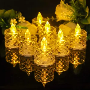 12pack LED cristal bougie lumière bougies sans flamme Transparent petit photophore proposition d'anniversaire INS décoration de bureau