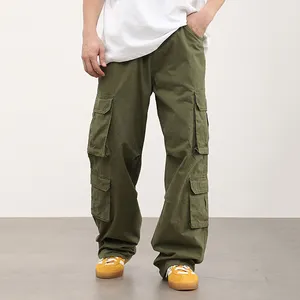 Custom Dongguan Stad Streetwear Zachte Twill Stof Rechte Been Baggy Gestapelde Cargo Broek Mannen