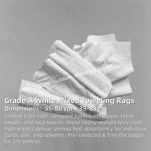 Chiffons blancs de 10 kg, chiffons en tissu éponge blancs, chiffons de nettoyage industriels, chiffons 100% coton pour le nettoyage - Product Image 2