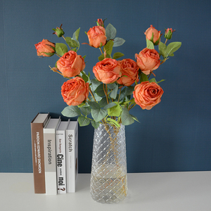 Rosa rossa fiore per la tavola <span class=keywords><strong>da</strong></span> <span class=keywords><strong>giardino</strong></span> decorazione gambo lungo <span class=keywords><strong>Rose</strong></span> artificiali di seta con gambo singolo 4 <span class=keywords><strong>Rose</strong></span> <span class=keywords><strong>da</strong></span> <span class=keywords><strong>giardino</strong></span> - Product Image 4