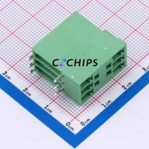 DGB381-3P2S-MG361 Plug-in Terminal Block Bent Lead Through Hole,P=3.81mm Board-to-Board / Socket - Closed 2x3P 3.81mm Green - Product Image 1