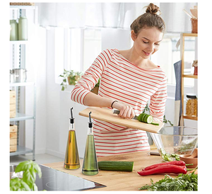 Dispenser per aceto di olio d'oliva Set di <span class=keywords><strong>2</strong></span> bottiglie di vetro Set di bottiglie per Dispenser di olio d'oliva da 19 once per versatore da cucina in acciaio inossidabile - Product Image 5