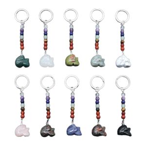 High Quality Natural Stone Carved Head Key Chain Pendant Halloween Key Creative Accessories As a Fashion Gift for Women Girls