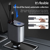 Chargeur de voiture 120W 4 en 1 câble USB type C rétractable charge rapide pour cordon de Charge rapide allume-cigare