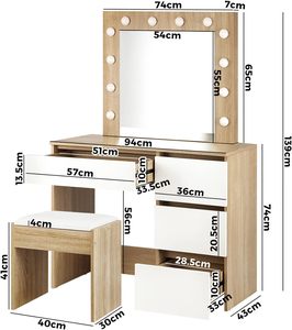 Commodes à miroir personnalisées pour filles <span class=keywords><strong>en</strong></span> gros, 4 tiroirs, prix bas, coiffeuses <span class=keywords><strong>en</strong></span> bois, coiffeuse avec tabouret - Product Image 3