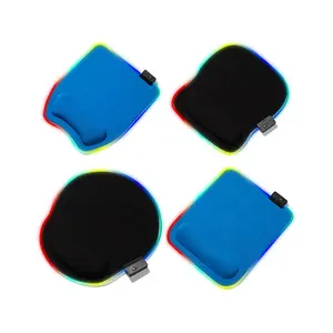 Alas Mouse Gaming LED RGB, mousepad cetakan logo dengan sandaran pergelangan tangan