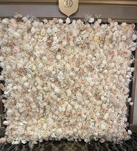 Panneau mural en tissu <span class=keywords><strong>de</strong></span> soie 5D <span class=keywords><strong>de</strong></span> haute qualité, enroulable, rose brûlé, verdure, fleurs, pour la décoration <span class=keywords><strong>de</strong></span> fond <span class=keywords><strong>de</strong></span> mariage - Product Image 2