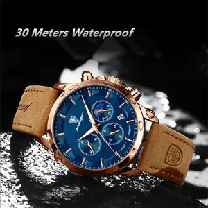 Reloj de Pulsera para Hombre Poedagar Marca P928 928 Acero Inoxidable Oro Rosa Impermeable Luminoso Cronógrafo - Product Image 6