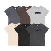 Camiseta Corta de Manga Corta para Mujer, YKH 240GSM, Alta Calidad, Alta Elasticidad, Color Sólido, Hombros Rectos, Corte Ajustado