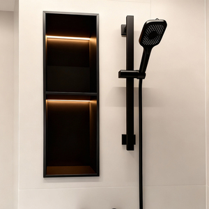 Niche <span class=keywords><strong>murale</strong></span> <span class=keywords><strong>de</strong></span> douche encastrée personnalisée en usine, <span class=keywords><strong>étagère</strong></span>s <span class=keywords><strong>de</strong></span> niche <span class=keywords><strong>de</strong></span> <span class=keywords><strong>salle</strong></span> <span class=keywords><strong>de</strong></span> <span class=keywords><strong>bain</strong></span> avec éclairage LED <span class=keywords><strong>pour</strong></span> hôtel - Product Image 5