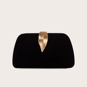 Bolso de Noche de Terciopelo Vintage de Alta Calidad con Diseño de Hojas, Bolso de Mano Cuadrado para Fiesta, Elegante Bolso Negro de Lujo 5A - Product Image 1