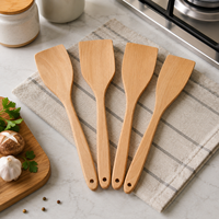 Ensemble de spatules en bois de hêtre naturel 4 pièces, spatule de cuisine antiadhésive en bois, spatule à frire écologique, ustensiles de cuisine