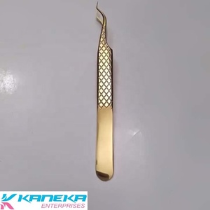 Logo privé pince à cils en acier inoxydable Comfort Grip Extension de cils pince à épiler à pointe pointue - Product Image 1