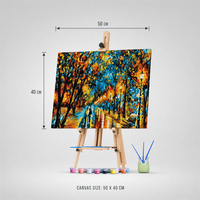 Kit de peinture par numéros 40x50cm, paysage d'automne, peinture à l'huile DIY sur toile avec chevalet en bois et pinceaux pour la décoration murale de la maison