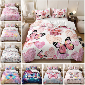 Màu Hồng Bướm 3D in kỹ thuật số Polyester Vải Nữ Hoàng thích hợp cho thanh thiếu niên bộ đồ giường đặt - Product Image 2