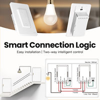 Interrupteur intelligent Tuya WiFi 3 voies/pôle unique à bouton-poussoir, fil neutre requis, remplace un interrupteur, contrôle à distance via l'application MOES