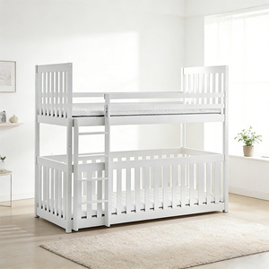 <span class=keywords><strong>Lit</strong></span> superposé moderne <span class=keywords><strong>2</strong></span> en 1 blanc pour filles, adolescents, enfants, en bois, pour chambre à coucher - Product Image 2