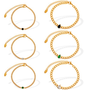 Pulsera de cadena a la moda, tono dorado, piedra en forma de gota de agua, joyería para mujer, estilo retro, diseño minimalista, accesorio elegante - Product Image 5