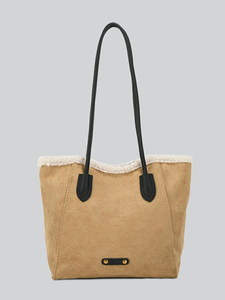 批发新款时尚大容量仿麂皮涤纶便携秋季女士手提包挂件单肩斜挎包 - Product Image 1