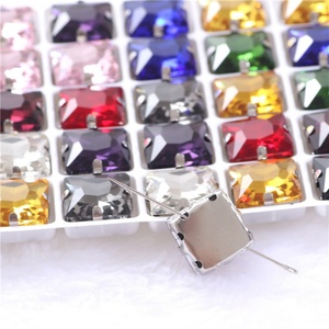 Strass carrés en verre cristal à coudre à la main pour DIY, matériaux pour Crocs, vêtements, accessoires capillaires, à coudre, avec griffes à quatre coins - Product Image 2