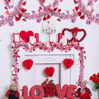 Guirlande de fleurs rouges en plastique pour la Saint-Valentin, décoration de chambre de mariage, fête, écologique, légère, durable, pour intérieur