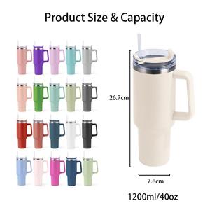 Mejor Vaso Térmico de Acero Inoxidable de Doble Pared con Aislamiento al Vacío de 40oz, con Asa y Pajita, Venta al por Mayor a Granel - Product Image 3