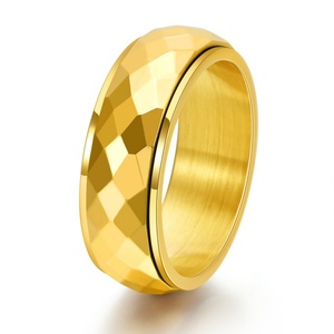 Hot Sale Trendy Christian Style Bezel Setting Geometric Stainless Steel Gold Plated Unisex <b>Tungsten</b> Ring World Biker Wedding - Product Image 2