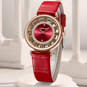 Fairwhale New Trend Diamond Design Lady Watch Leather Strap Luxury Women Quartz Wrist Watches