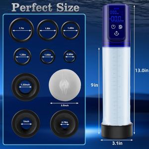 バスファン防水電動ペニスポンプスマートLCDアダルトペニスポンプ、快適なペニススリーブ付きでしっかりとした勃起、スタミナトレーニングを実現 - Product Image 5