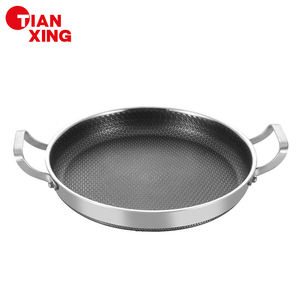 TIANXING resistente a nido d'ape padella a nido d'ape bistecca padella a doppio manico con coperchio in vetro temperato - Product Image 1
