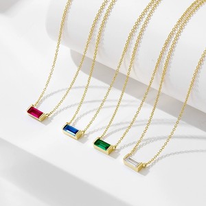 Collar de <span class=keywords><strong>Plata</strong></span> de Ley 925 con Colgante de Piedra de Nacimiento de los 12 Signos del Zodíaco, Venta al por Mayor de Fábrica, para Mujer, Uso Diario, Regalo para Fiestas - Product Image 4