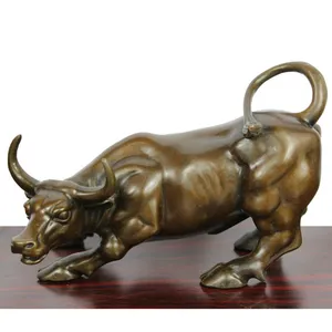 Vente chaude Haute dureté Wall Street Bull cuivre artisanat bronze sculptures animal pour ornement