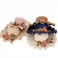 Chapeau de paille d'été pour femme avec nœud floral, style décontracté, vente en gros, pour la pêche, bord ondulé, protection solaire pour la plage