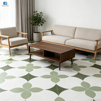 Meilleure Vente Carrelage en Porcelaine Mate Moderne Trèfle à Quatre Feuilles 800x800mm Vert Matcha pour Cafés, Salles de Bain et Sols de Salle à Manger