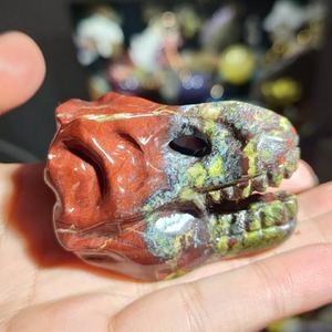 Venta al por Mayor de Estatuas de Calaveras de Dinosaurio de Piedra Natural Bohemia con Vetas Azules y Piedra de Sangre de Dragón, Artesanías para Decoración del Hogar y Regalos - Product Image 6