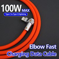 Câble de charge rapide USB C-C FlexElbow 90 degrés 240W, câble USB C à angle droit, cordon de charge en silicone compatible avec iPhone 17-15