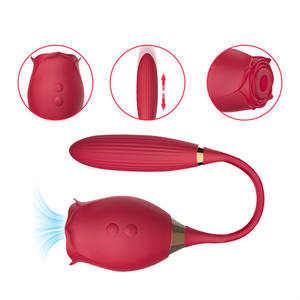 Büyük gül çiçek kadın <span class=keywords><strong>Clit</strong></span> yalama Thrusting elektrik yumurta kadınlar için kişisel klitoral emme dil vibratör - Product Image 1