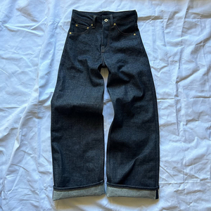 Personalizzato <span class=keywords><strong>da</strong></span> <span class=keywords><strong>uomo</strong></span> Vintage a campana Raw Salvage originale giapponese cimosa jeans jeans Pant sciolto e rilassato solido rivetto lavato - Product Image 1
