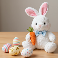 Peluche de lapin blanc doux de qualité supérieure, confortable, brodée, pour anniversaire, avec rembourrage en polyester et coton PP