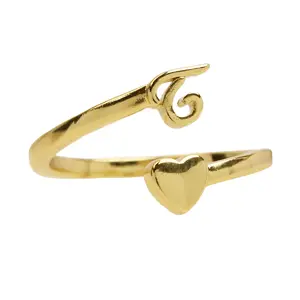fashion new design letter heart adjustable rings 18K pvd gold plated Brass nickle free open ring for women men jewelry