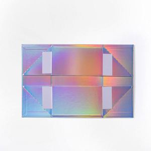 Luxury Beautiful Holographic Folding Rigid <b>Cardboard</b> Magnetic Closure Lid Gift <b>Boxes</b> with Ribbon - Product Image 5