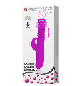 Pretty Love Vibromasseur Lapin en Silicone Point G pour Femme, 4 fonctions, 10 vitesses de vibration, Rechargeable USB - Product Image 1
