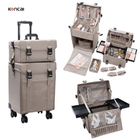 KONCAI Grande valise de rangement pour voyage et maquillage Mallette pour salon de coiffure Mallette pour salon de coiffure et maquillage