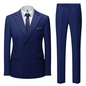Ternos Masculinos Slim Fit 2 Peças <span class=keywords><strong>Blazer</strong></span> Dupla Frente Conjunto de Terno para Homens Casual Casamento Negócios - Product Image 2