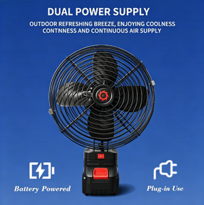 Ventilador de Trabajo Portátil Compacto de Metal de 8 Pulgadas, Funciona con Batería de 21V, Enchufe de CA, Doble Alimentación, <span class=keywords><strong>Malla</strong></span> Fácil de Limpiar, para Construcción, Camping, Pesca - Product Image 3